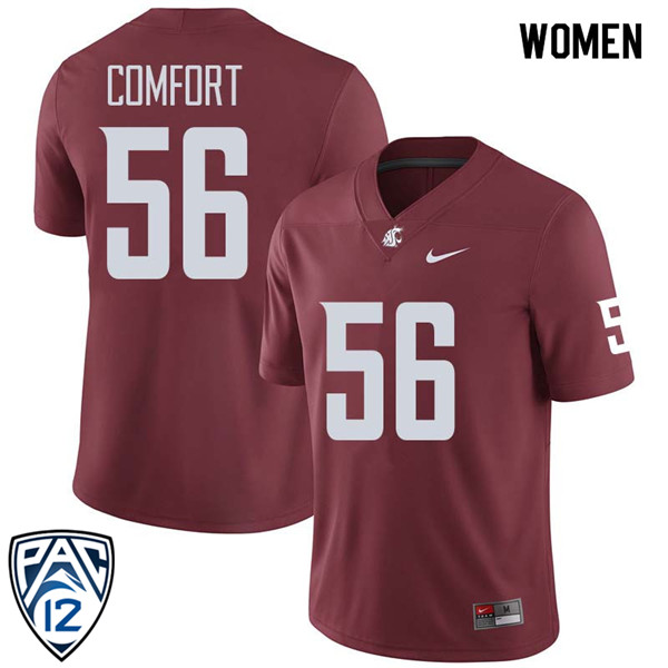 Women #56 Taylor Comfort Washington State Cougars College Football Jerseys Sale-Crimson
